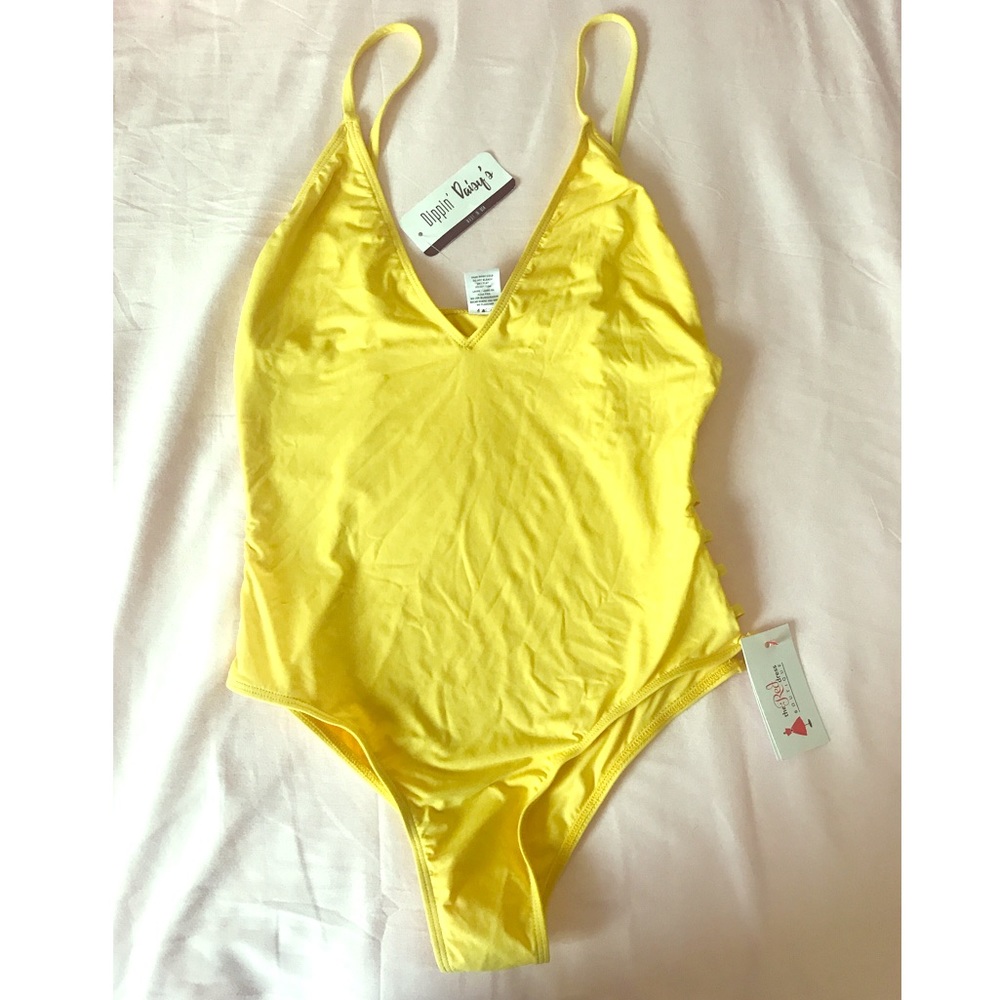 NWT yellow one piece bathing suit